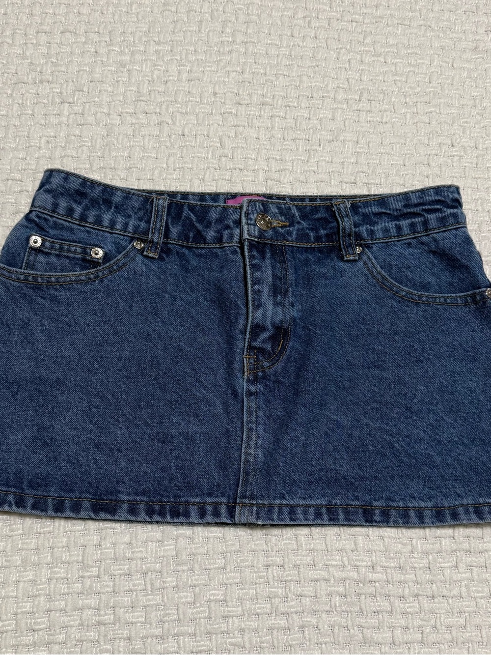 Edikted blue denim mini skirt with pockets, women’s small.  Great condition